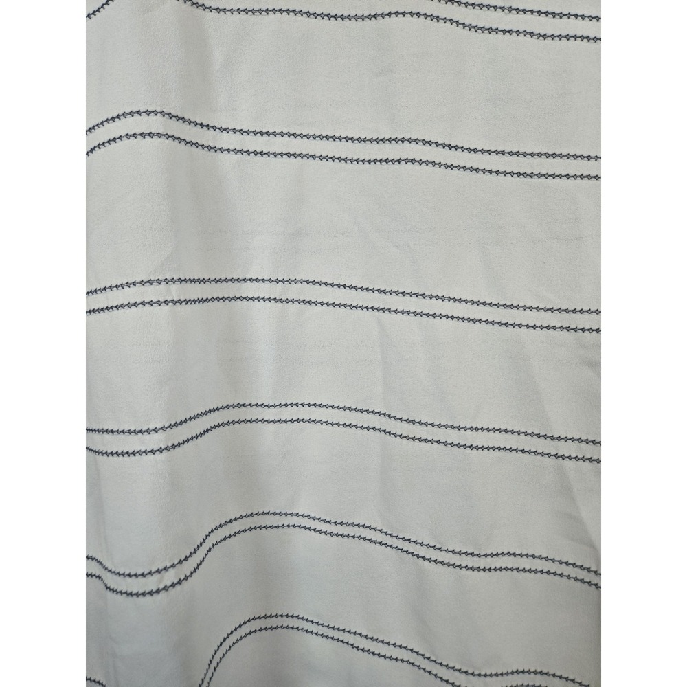 Namu Womens Large White Blouse Blue Stripes Preppy Work Career - Picture 2 of 9